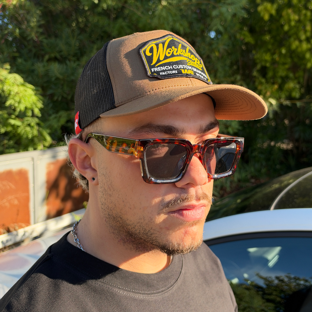 Casquette Snapback Trucker WS - Ecusson - Marron