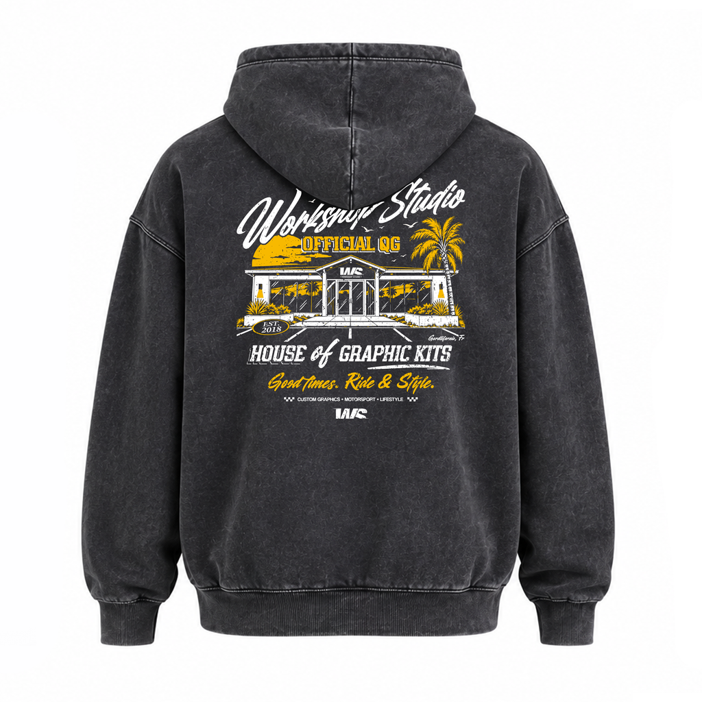 Sweat à Capuche WS - Noir Délavé - WS Official QG